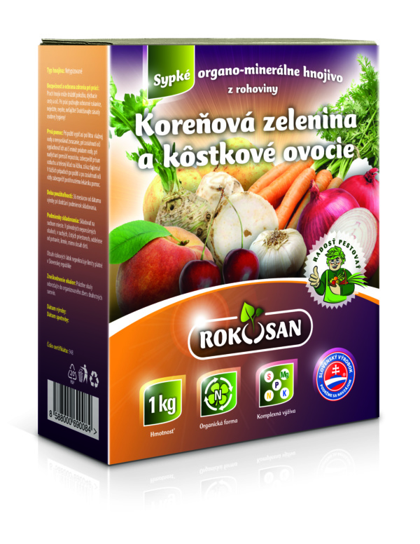 Rokosan Koreňová zelenina / Kôstkové ovocie – sypké organicko-minerálne hnojivo z rohoviny / 1 KG